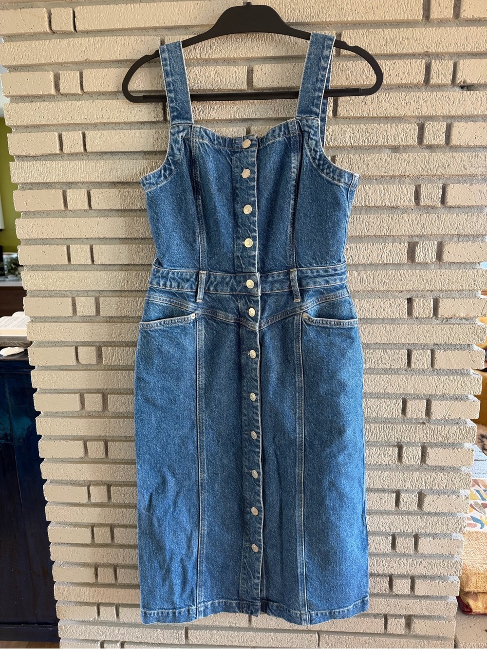 Rails M Blue Denim Button-Front Overall Dress